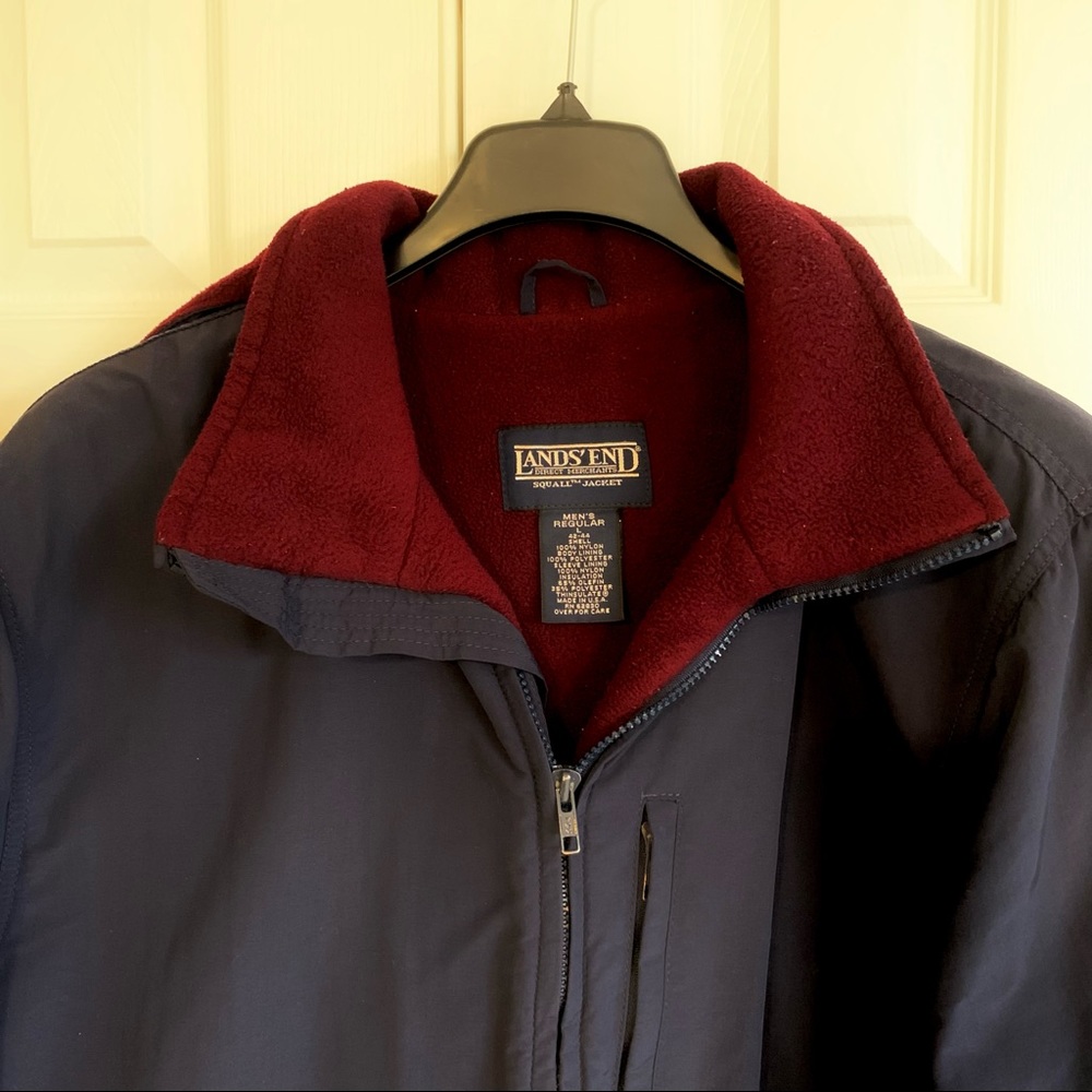 Mens Lands’ End Squall Jacket/Coat, Navy and Maroon, Thinsulate, Size Large